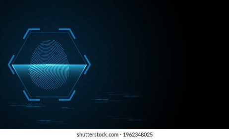 Security cyber digital concept fingerprint scan Abstract technology background protect system innovation vector illustration
