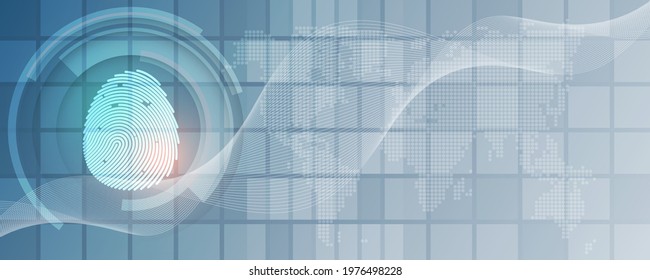 Security cyber digital concept fingerprint scan Abstract technology background protect system innovation vector illustration

