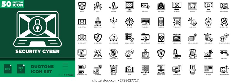 Segurança Cyber Duotone Editable Icons set