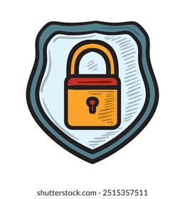 Segurança Cyber Illustration Colorido - Proteger e bloquear