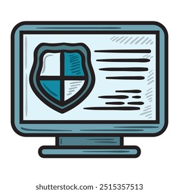 Segurança Cyber Illustration Colorido - Proteger o computador