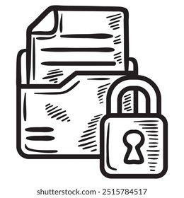 Ilustración cibernética de seguridad incolora - Bloqueo de documentos