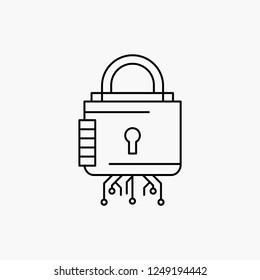 Security, cyber, lock, protection, secure Line Icon. Vector isolated illustration