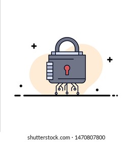 Security, cyber, lock, protection, secure Flat Color Icon Vector. Vector Icon Template background
