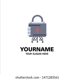 Security, cyber, lock, protection, secure Flat Color Icon Vector. Vector Icon Template background