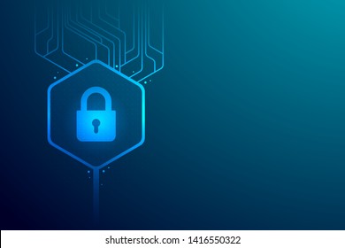 Security data abstract illustration with copy space on blue background vector.
