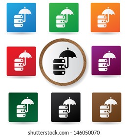 Security data center icons on colorful buttons,vector