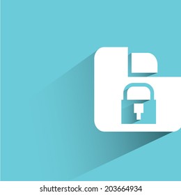 security data, data protection, blue background, flat and shadow theme