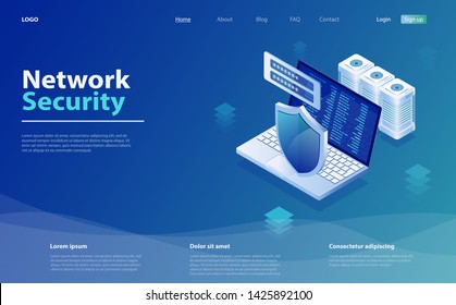 Security Data Protection concept. Safety and confidential data protection. Network data security isometric vector illustration. Online server protection system concept. Internet security