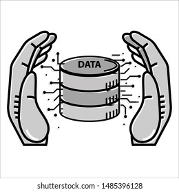 Security data protection icon , Technology and electronic device data protection concept