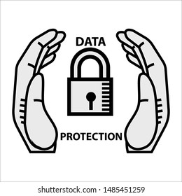 Security data protection icon , Technology and electronic device data protection concept