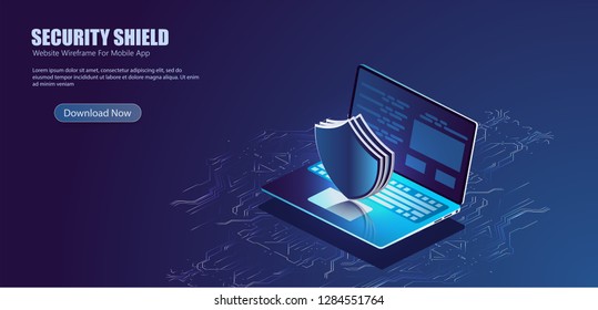 Security Data Protection Information Lock digital technology isometric vector illustration