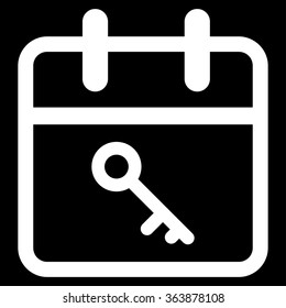 Security Date vector icon. Style is flat symbol, white color, rounded angles, black background.