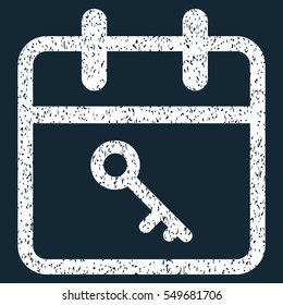 Security Day grainy textured icon for overlay watermark stamps. Flat symbol with dirty texture. Dotted vector white ink rubber seal stamp with grunge design on a dark blue background.