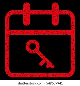 Security Day grainy textured icon for overlay watermark stamps. Flat symbol with unclean texture. Dotted vector red ink rubber seal stamp with grunge design on a black background.