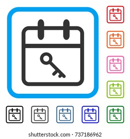 Security Day icon. Flat grey pictogram symbol in a light blue rounded square. Black, gray, green, blue, red, orange color versions of Security Day vector. Designed for web and app user interface.