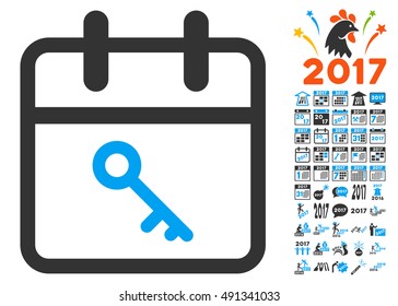 Security Day pictogram with bonus 2017 year elements. Vector illustration style is flat iconic symbols, white background.