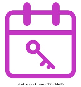 Security Day vector icon. Style is flat symbol, violet color, rounded angles, white background.