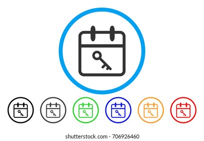 Security Day vector rounded icon. Image style is a flat gray icon symbol inside a blue circle. Additional color variants are gray, black, blue, green, red, orange.