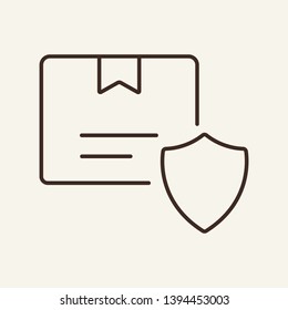 Security of delivery line icon. Box, parcel, package, shield. Delivery concept. Vector illustration can be used for topics like logistics, shipment, safety