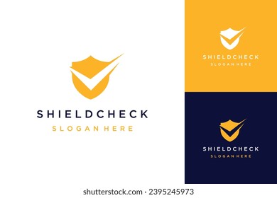 logotipo de diseño de seguridad o blindaje con marca de verificación