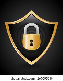 Security design over black background, vector illustration.