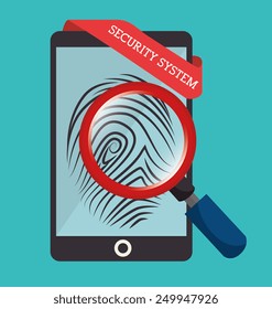 Security design over blue background, vector illustration.