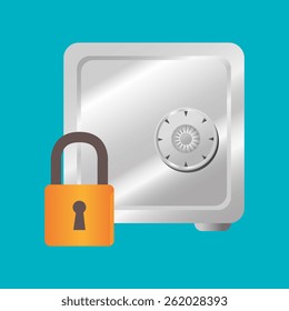 Security design over blue background, vector illustration.
