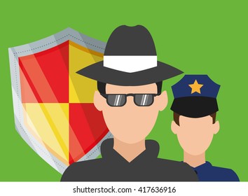 Security design. Protection icon. Colorful illustration