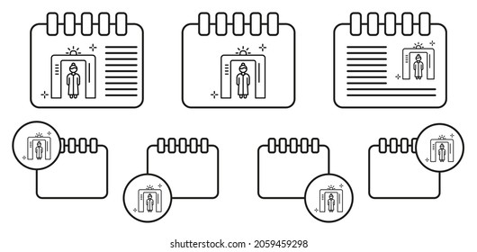 Sicherheit, Detektor, flughafenvektorsymbol in calender set illustration für ui und ux, website oder mobile Anwendungen