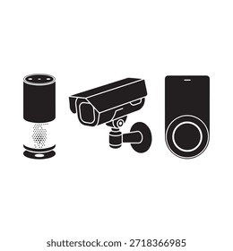 Dispositivos de segurança câmera de vigilância de alto-falante inteligente e glifos digitais da campainha