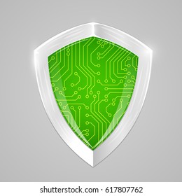 Security digital shield concept. Web security or cryptocurrency sign. Vector illustration.