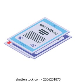 Security documents icon. Isometric of security documents vector icon for web design isolated on white background