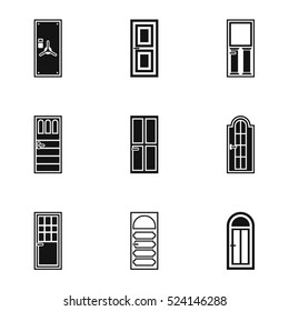 Security doors icons set. Simple illustration of 9 security doors vector icons for web