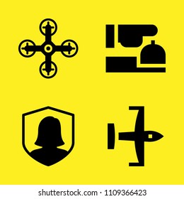 security, drone, reception and ultralight vector icon set. Sample icons set for web and graphic design