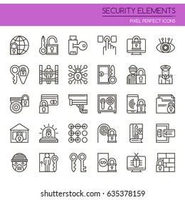 Security Elements , Thin Line and Pixel Perfect Icons
