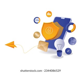 Security email marketing technology isometric illustation