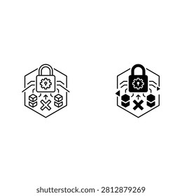 Security and encryption icon with lock and server symbols security encryption protection