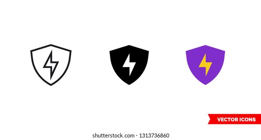 Security energy icon of 3 types: color, black and white, outline. Isolated vector sign symbol.