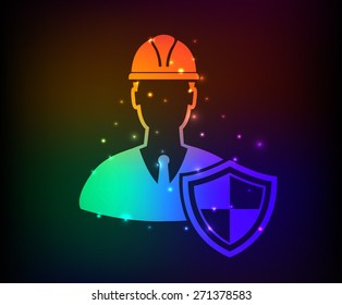 Security engineering design on rainbow concept background,clean vector