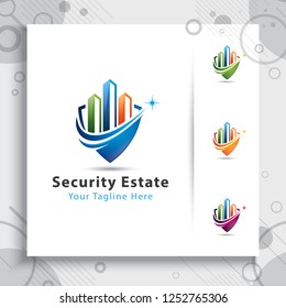 security estate vector logo design for property business company with moderns style