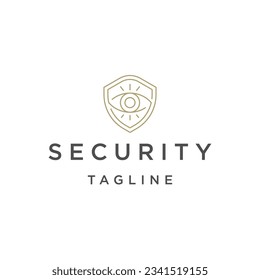 Security eye logo with line art style design template flat vector