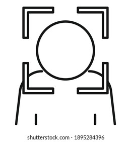 Icono de detección de caras de seguridad. Icono de vector de detección de la cara de seguridad de contorno para diseño web aislado en fondo blanco