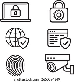 Recursos de segurança e ícones de proteção da Internet Definem medidas de segurança de tecnologia e métodos de autenticação