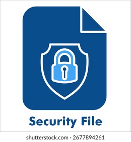 Icono de doble tono de archivo de seguridad. Documento protegido, datos seguros, protección cibernética y símbolo de bloqueo de información.