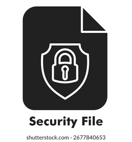 Security File Icon Glyph Style. Vector Illustration For Graphic Design