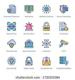 Security filled line Icons - stroke, vector