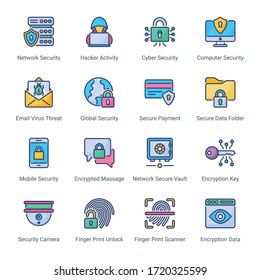 Security filled line Icons - stroke, vector