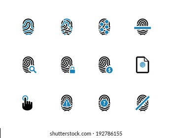 Security fingerprint duotone icons. Vector illustration.