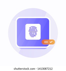 Security with fingerprint scanning flat icon. Gradient style icon technology